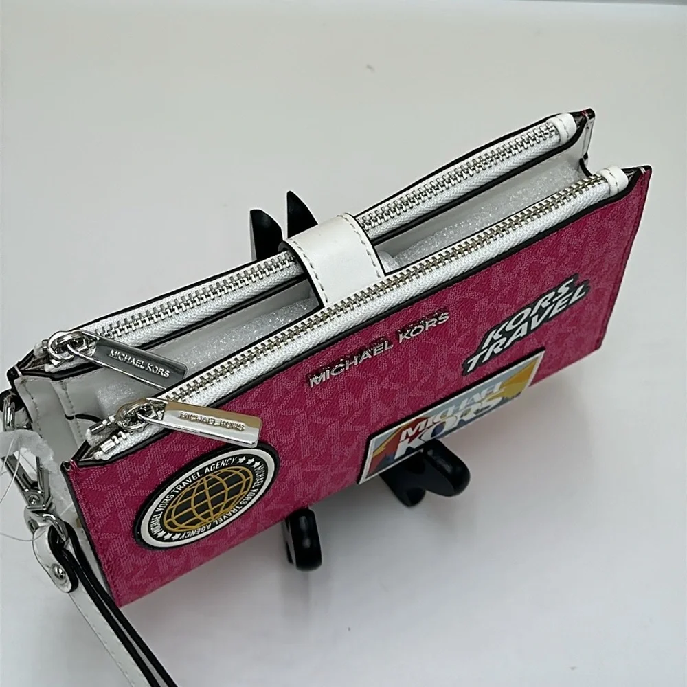 Michael Kors Jet Set Travel Large Embellished Signature Logo Wristlet Dragonfrui